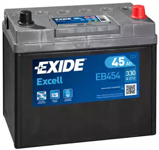 Аккумуляторная батарея 12в 45а/ч 330А п.т., о.п., ев. кл. EB454 Exide (фото №1)