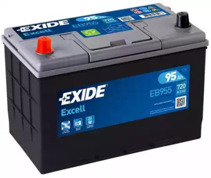 Аккумуляторная батарея , 12в 95а/ч 830А, п.п., ев. кл. EB955 Exide (фото №1)