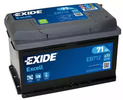 Аккумуляторная батарея  12в 72а/ч EB712 Exide (фото №1)