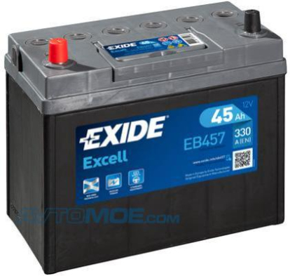 Аккумуляторная батарея 12в 45а/ч 330А п.т., п.п., яп. кл. EB457 Exide (фото №1)